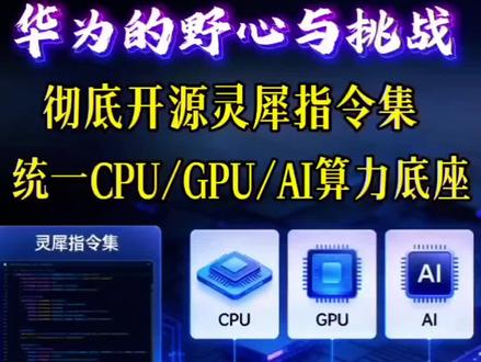 华为的野心与挑战:彻底开源灵犀指令集,统一CPU/GPU/A