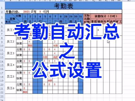 太多粉丝私信,考勤自动汇总的函数运用!#excel #文员