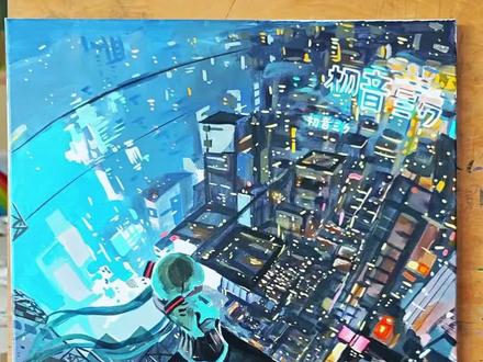 挑战粉丝发啥我画啥之《初音未来》 #手绘#丙烯#粉丝发啥我画啥#青年创作者成长计划