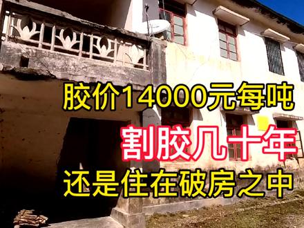 现在胶价每吨14000元,胶农割胶几十年,还是住在破房之中