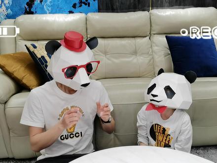 我和老爸秒变熊猫,太可爱了!超强手工来袭,3小时制作折纸头套 #亲子 #手工 #折纸 #抖音小助手