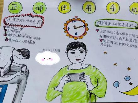 手机管理手抄报!过度使用手机的危害!如何正确使用手机? #小学生手抄报