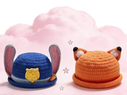 疯狂动物城尼克朱迪帽子视频教程~第三集#手工编织零基础教学 ##手工钩织教程 #钩针编织 #钩针帽子教程 #手工钩织教程