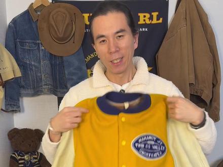 我给60岁的衣服做保养 #皮衣上油 #美式复古 #橄榄球衫 #棒球服 #兽王虎头