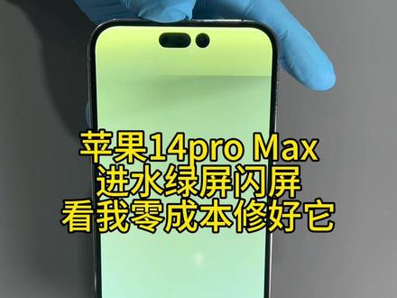 苹果14pro Max进水绿屏 闪屏 维修店都要换屏 我零成本修好它 不用换屏#苹果14promax #苹果14pro