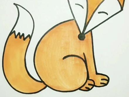 最简单的小狐狸画法,你学会了吗#儿童简笔画 #儿童画 #少儿美术 #简笔画教程 #一起学画画 #零基础学画画 #爱画画的孩子