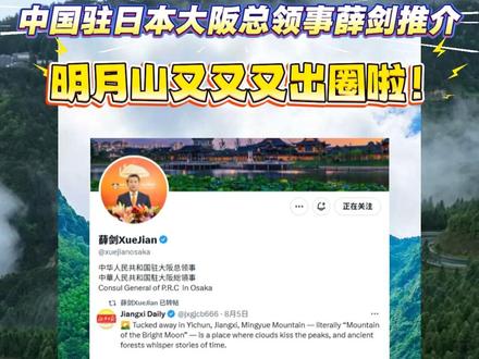 薛剑总领事一条视频让明月山火到外网!宜春文旅这波赢麻了!#全球学子嘉游赣·诗画宜春多胜游