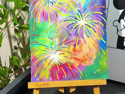丙烯马克笔做晕染效果画烟花 画画还得是邪修!丙烯马克笔做晕染效果简直不要太美了!新年马上到了赶快画起来吧#绘画教程 #零基础学画画 #烟花绘画 #丙烯马克笔绘画 #恩米丙烯马克笔