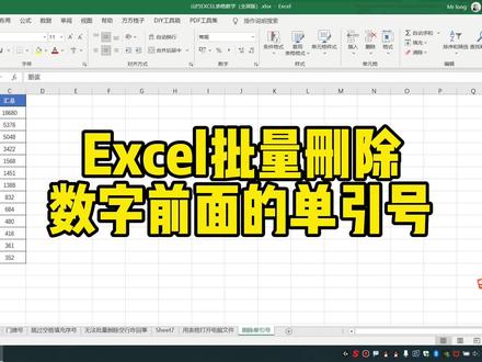 Excel批量删除数字前面的单引号