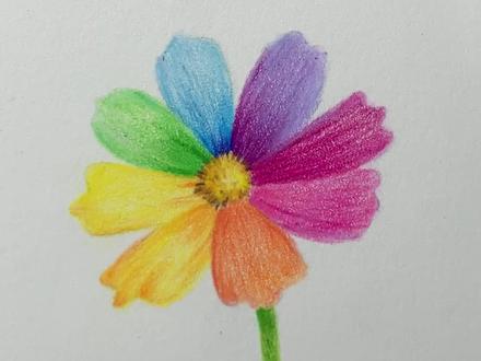 一分钟教你画彩铅七色花#艺术 #画画 #彩铅