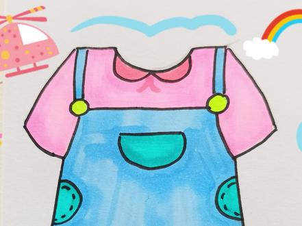 #简笔画 可爱的的背带裤谁不爱?#绘画 #画画