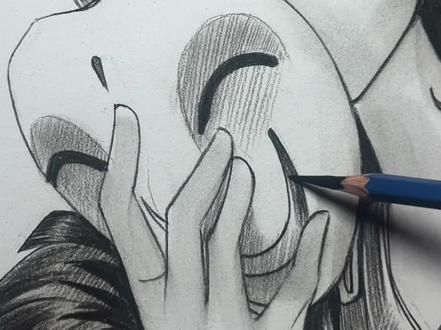 少帝勾画素描排线绘画完成版 #跟着抖音学画画 #日常瞎画 #超自然行动组 #同学一起超自然吗 #超自然行动组少帝 @抖音小助手