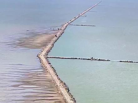 长江见底,江底顺坝成了网红打卡地,吸引了好多游人。#鹦鹉洲长江大桥顺坝奇观