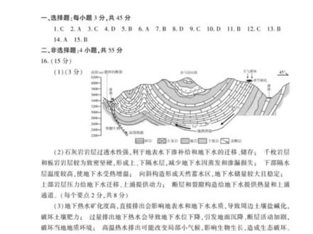 临沂市高三二模地理答案公布。