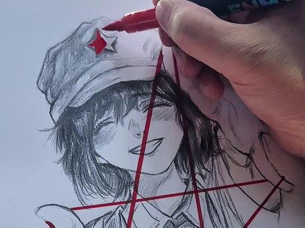 画了一个五星
临摹:鲸鱼速写#绘画 #手绘画画