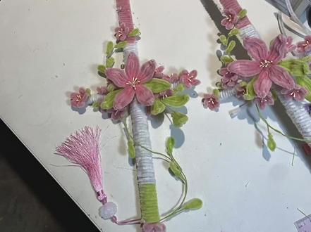 扭扭棒手工桃花剑详细教程①#手工教程分享 #手工diy #桃花剑 #扭扭棒手工