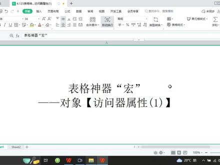 表格神器“宏”对象的访问属性1#0基础学电脑 #办公技巧 #表格#wps表格