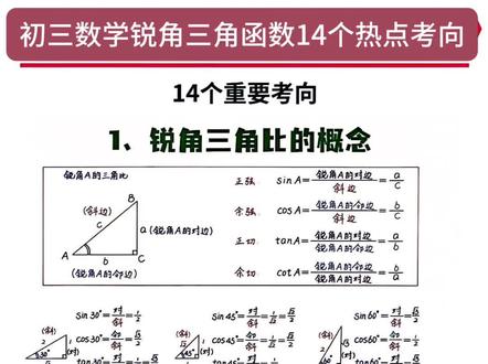 初三数学锐角三角函数14个热点考向
