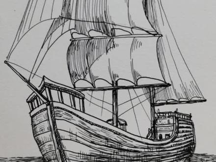 一帆风顺,画帆船#知识创作人第五季 #画画 #手绘 #创作人计划 #原创 #绘画过程 #艺术