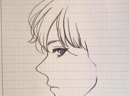 一笔画男生侧脸➕眼睛➕头发😙想看我画洛丽塔小公主半身像的点赞哦!#动漫 #一笔画完 #二次元 #画画