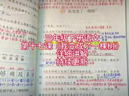 三年级下册语文第十七课《我变成了一棵树》知识点详细讲解#三年级语文 #语文课本知识点 #三年级下册语文#小学语文#家长收藏