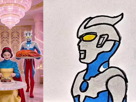 赛罗照给小赛罗捡大龙虾吃#简笔画 @抖音创作者中心 @抖音小助手 @抖音青少年