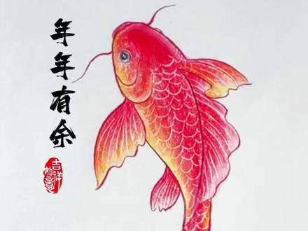祝大家年年有余 马年大吉! #零基础学画画 #彩铅教程入门 #年年有余 #马年大吉
