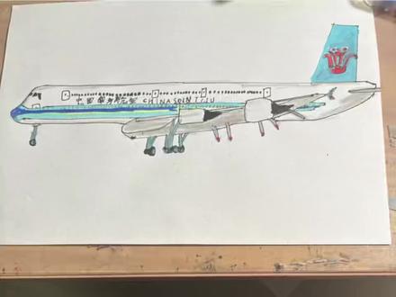 今天画了一架空客 a 380 中国南方航空#手绘#中国南方航空#航空#上热搜#原创视频
