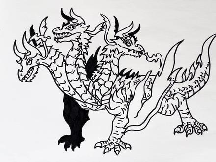 画三头龙 手绘恐龙教程#画画#手绘#绘画过程#恐龙
