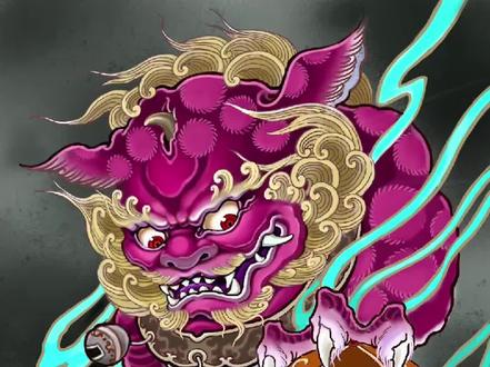 设计的彩色唐狮子的绘画过程。
ni