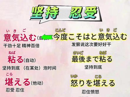 “坚持忍受”相关日语单词学习 #上热门 #涨知识 #日语 #日语教学 #日语学习