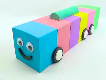 学习用彩泥制作彩虹大巴士车玩具