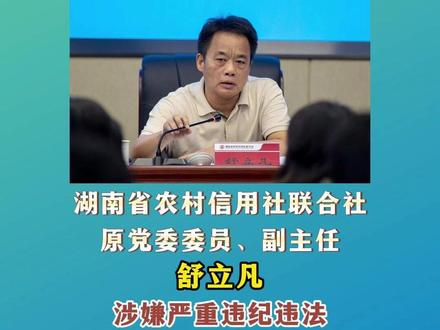 湖南省农村信用社联合社原党委委员、副主任舒立凡被查 #湖南 #正风肃纪