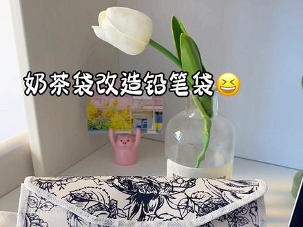 又来改造了,这次是笔袋😂#生活小妙招 #变废为宝 #奶茶袋改造