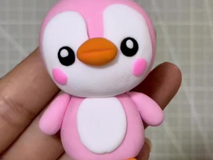 #创作灵感 夏天捏一个企鹅,清清爽爽QQ萌萌#手工 #粘土#粉色#教程 #企鹅 #百亿流量扶持