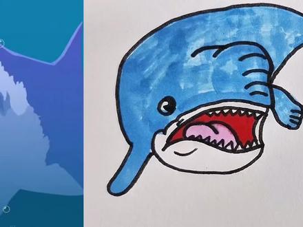 鲨鱼#简笔画 #跟着抖音学画画 #一学就会的简笔画 @抖音小助手 @抖音青少年 @抖音创作者中心