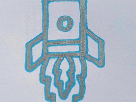 这样画火箭秒会#简笔画#一起学画画#抖音小助手