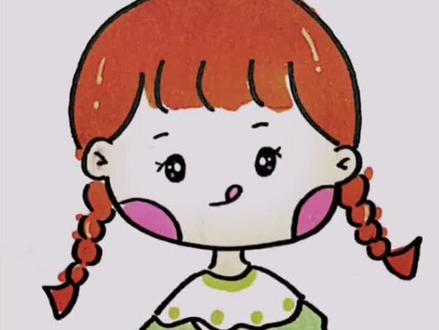 麻花辫小女孩#画画的baby #女孩 #简笔画