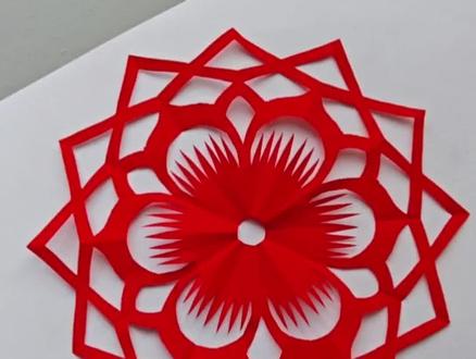 简单六折团花剪纸#剪纸教程 #非遗剪纸 #传统文化 #儿童手工