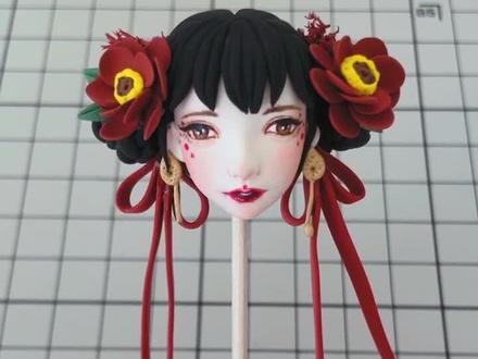 画了一只好看的小姐姐@-谢安然- #粘土 #手工 (粘土人画脸方法)