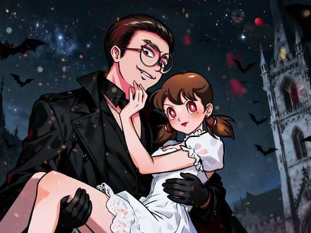 随便画画之 《古堡星光里的拥抱》#大雄静香结婚 #画画