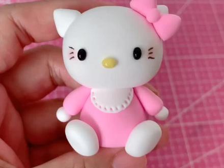 粉粉嫩嫩的#超轻粘土 KT猫,真的很简单哦