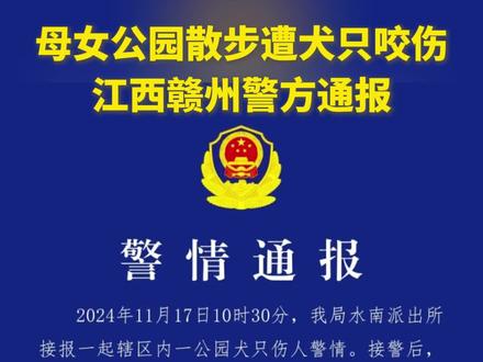 母女公园散步遭犬只咬伤,江西赣州警方通报