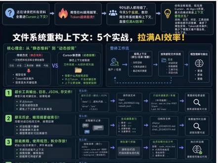 cursor应该怎么用? 别再傻傻把所有资料全塞进Cursor上下文!
难怪AI越用越笨、Token越烧越贵!
90%的人都用错了,5个实战技巧,教你用文件系统重构上下文,直接拉满AI编程效率,省下大量Token成本✅
#人工智能 #开发工具 #程序员日常 #AI提效