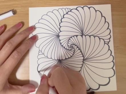 第254幅,今天画的是一个简单有趣的悖论花朵#随手画 #沉浸式画画 #解压禅绕画 #画画教程