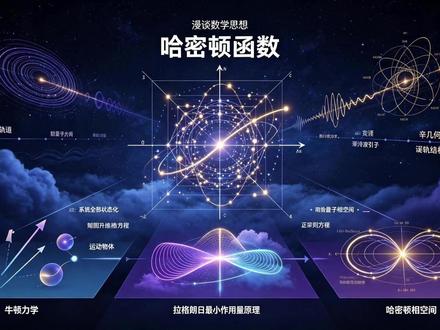 漫谈数学思想(64)-数学概念-哈密顿函数 上期图论搭建起离散关联的数学模型,本期我们迈入经典力学的巅峰体系。天才哈密顿凭借一次变量革新,将相空间带到世人面前,彻底改写力学的表达形式。
经典力学历经三次变革:牛顿建立力的基础公式,拉格朗日依托最小作用量原理实现升维,哈密顿借助勒让德变换,用动量替换速度,拆分二阶方程为两组对称一阶正则方程。坐标与动量构筑 2n 维相空间,系统全部状态化作空间内单点,运动轨迹清晰直观。
简谐振子在相空间留下椭圆轨道,刘维尔定理证明相空间体积永久守恒,也直观诠释能量守恒与诺特定理。这套理论并未止步经典物理,哈密顿算符是量子力学根基,同时支撑统计力学、混沌与辛几何研究。它以对称几何视角解读运动,架起经典物理通往量子世界的桥梁,下期我们将探究描述温度扩散的热方程。
#普林斯顿数学指南 #力学 #哈密顿函数 #运动规律 #数学思维