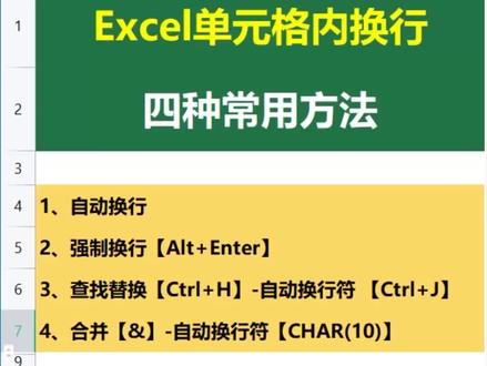 Excel单元格内换行,四种常用方法 #职场干货 #excel #知识分享 @抖音小助手