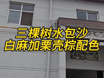 三棵树水包沙白麻搭配栗壳棕#别墅外墙装饰