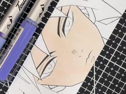 义勇手绘书签|附色号上色过程
#鬼灭之刃 #富冈义勇 #马克笔绘画教程 #创作者中心 #创作灵感