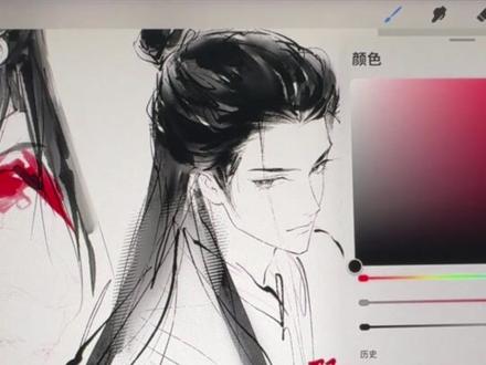 九分钟我流水墨从勾线到上色详细讲解! #画画 #同人 #绘画教程 #水墨 #古风
